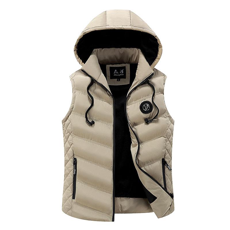 Lusumily tyk varm vest dame ærmeløs jakke kvinde vinter solid slim vest dame vindtæt varm headset vest: Khaki / L