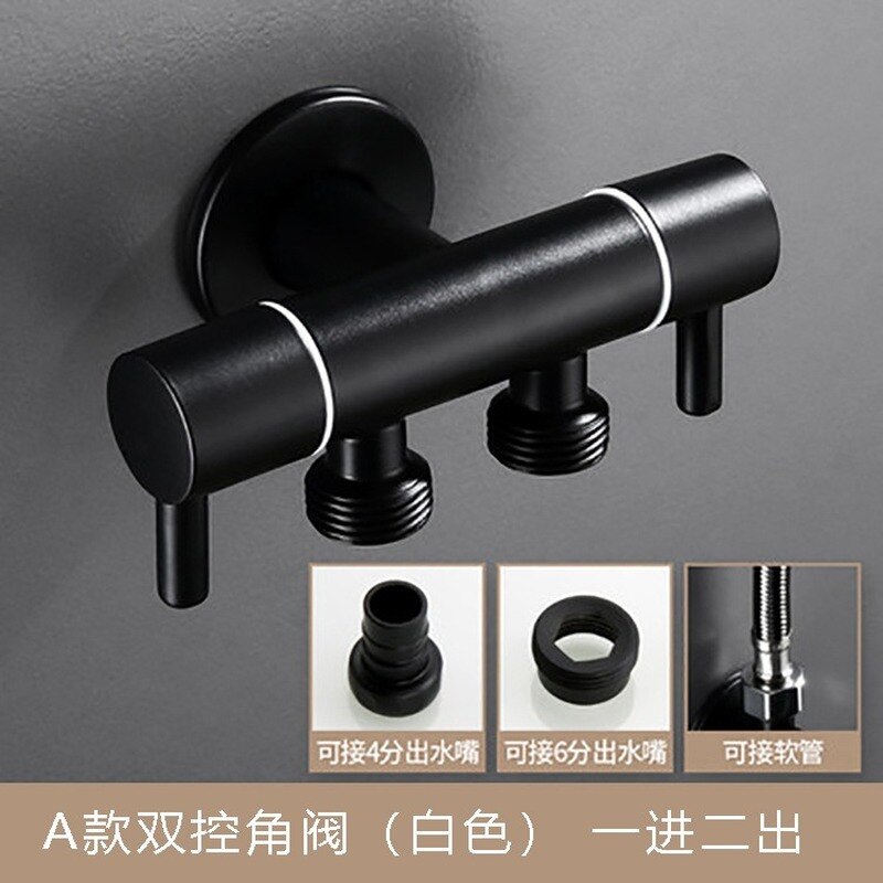 Angle ValvesBathroom Valve Faucets Black Stainless Steel Kitchen Cold Mixer Tap Accessories Standard G1/2 Threaded: style     E