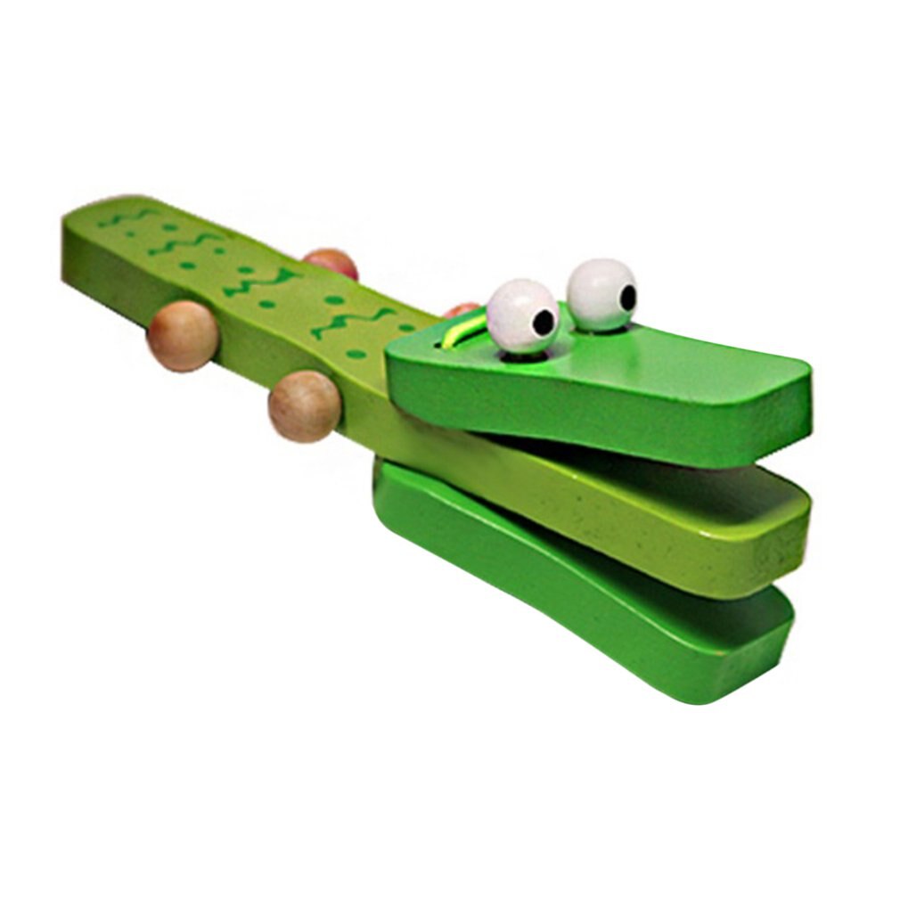 Krokodil Vorm Houten Castanet Baby Muziekinstrument Cartoon Baby Musical Instrument Educatief Speelgoed Rammelaar Speelgoed