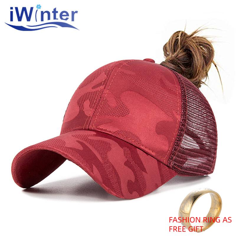 Iwinter Baseball Cap Vrouwen Paardenstaart Ademende Mesh Caps Messy Bun Zomer Hoed Vrouwelijke Verstelbare Hip Hop Snapback Unisex