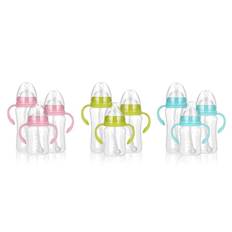 300ML 240ML 180ML Baby Infant PP BPA Free Milk Feeding Bottle With Anti-Slip Handle & Cup Cover Water Bottle