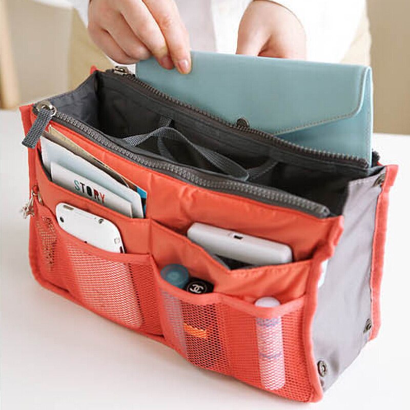 Organizer Insert Bag Women Nylon Travel Insert Organizer Handbag Purse Large Liner Lady Makeup Cosmetic Bag Female Tote