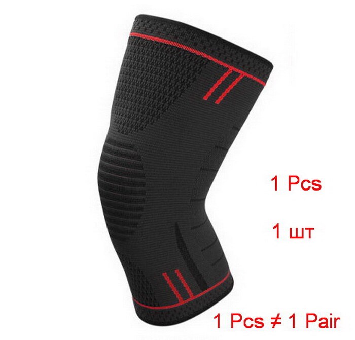 1Pcs Elastic Knee Pad For Sport Garden Work Knee Support Sleeve For Fitness Running Volleyball Knee Brace mtb Bike kneepad: 1pcs black red / XL