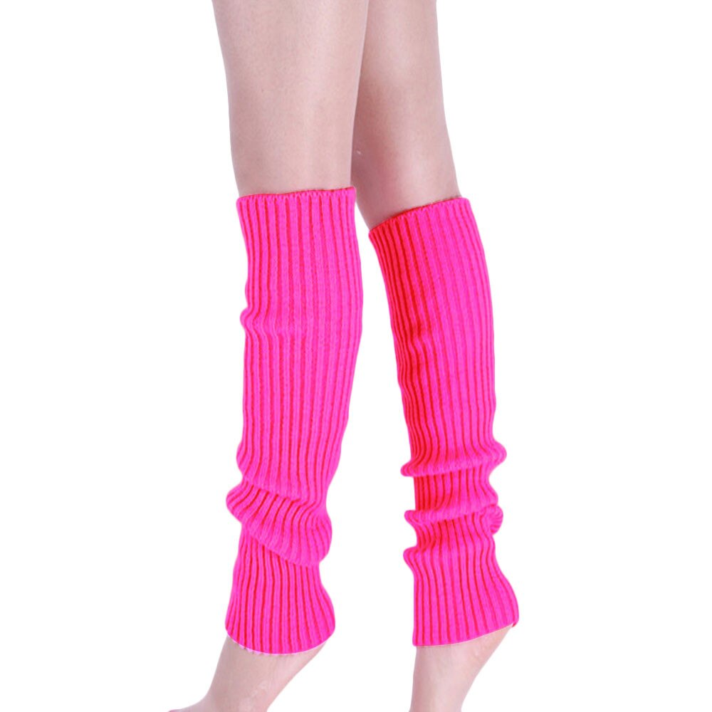 Calentadores para botas, medias tejidas para piernas, bota larga a rayas, medias altas tejidas por encima de la rodilla, calcetines de algodón para piernas,: hot pink