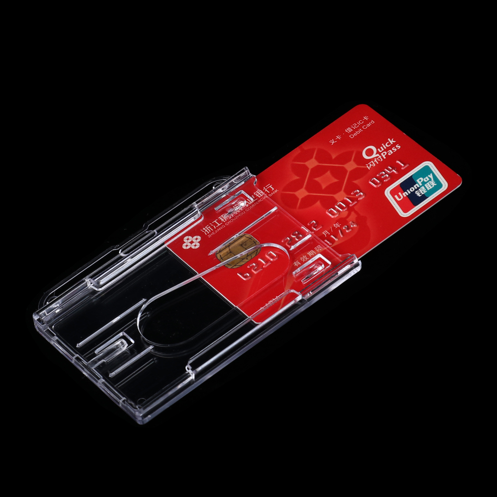 Double Sided Multi-use Hard Plastic Badge Work ID Card Holder Protector Cover Case ID Card Holder Name Card Office School