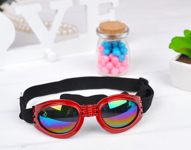 Lunettes de soleil pour chiens de la | Accessoires de chiens d'animaux frais, lunettes ajustables pour bouledogues français, lunettes étanches pour chiens moyens et grands 20S2: Rouge