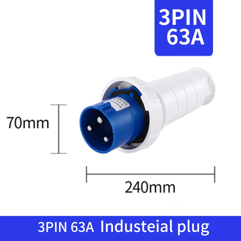 63A Industrial Plug and Socket 3P/4P/5Pin Electrical Connector IP67 Wall Mounted Socket Male&Female Plug: army green