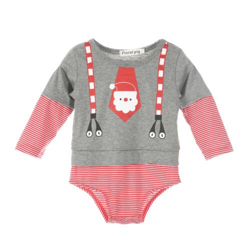 Baby drenge piger langærmet jule jumpsuit langærmet romper juletøj størrelse 0-18m