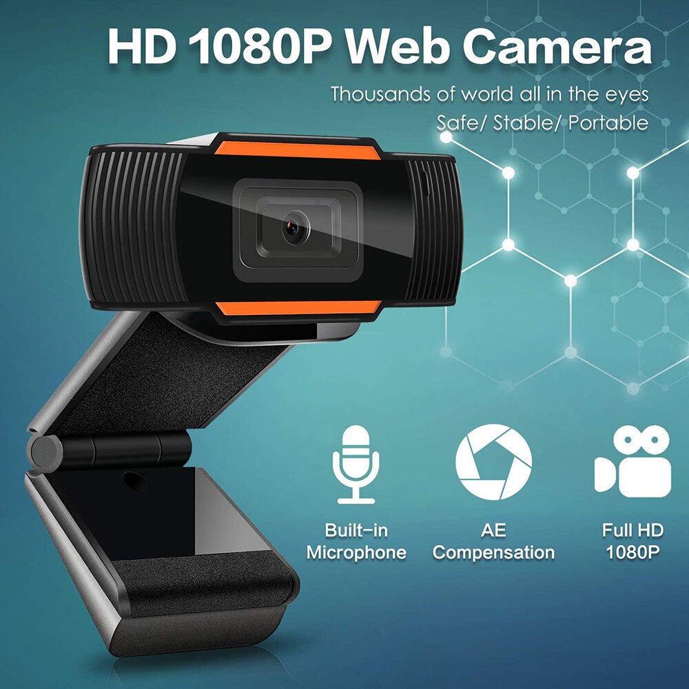 USB2.0 Computer Webcam HD 1080P Camera Rotatable With Noise-cancelling microphone Plug and play for Loptop Skype Conference