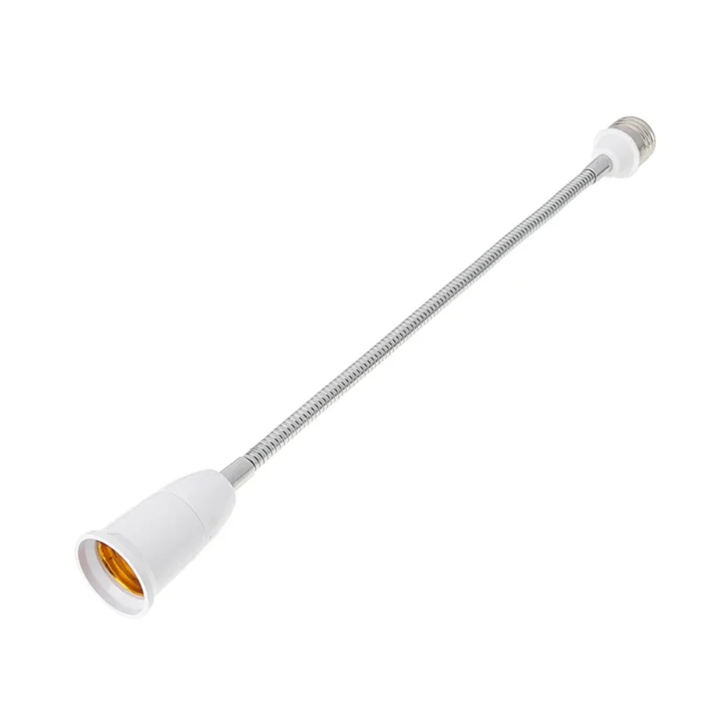 18/28/38cm fleksible  e27 to e27 led-lampefatninger, forlænger til pærefatning, forlænger til lysholder, konverter til belysningsholder, forlænger: Grå