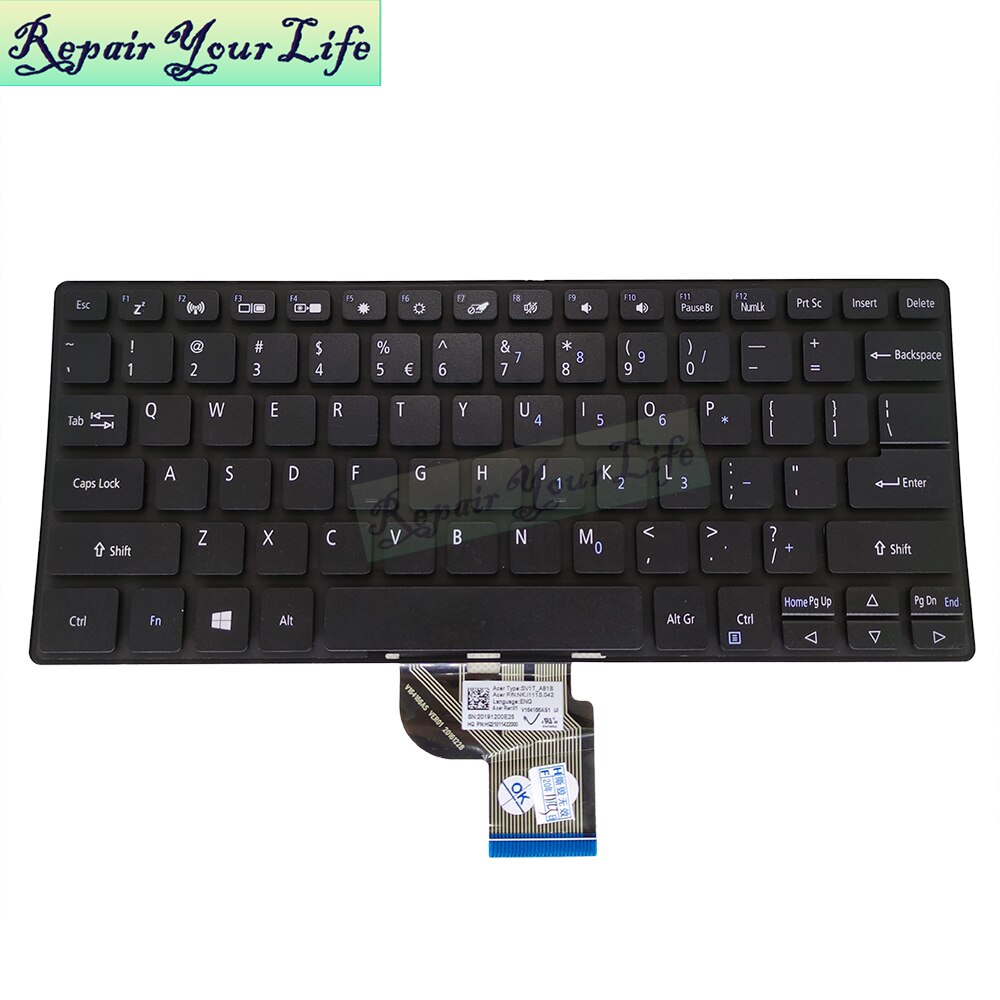Substituição teclados para acer aspire spin1 n17h2 sp111 32 SP111-32N p98g eua inglês alemão teclado preto SV1T-A81B v164166as1: SP111-32 US