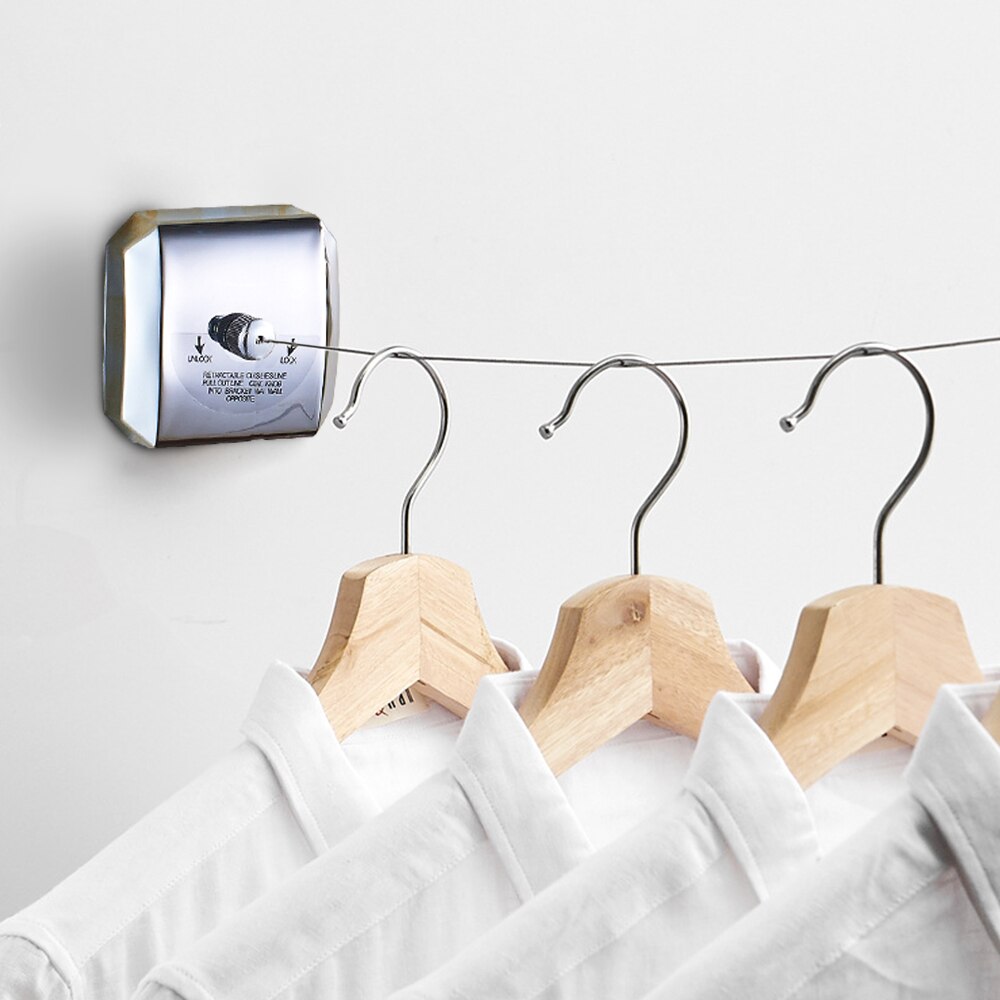 Retractable Clothesline Wall-mounted Indoor Outdoor Washing Clothes Hanger Laundry Drying Line Balcony Invisible Drying Lines
