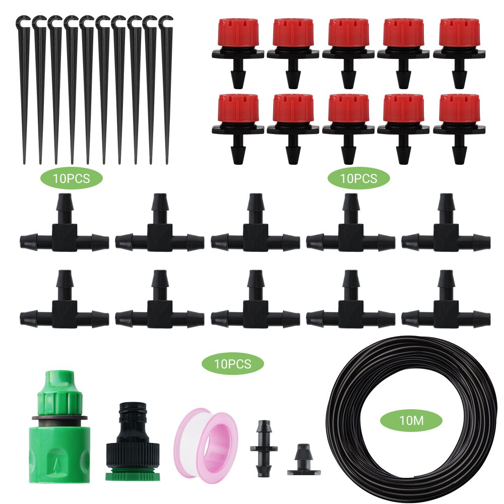 15M DIY Sprinkler Drip Irrigation System 164PCS Automatic Watering Kits with Adjustable Dripper for Orchard and Home Garden: 10M