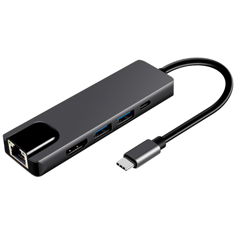 5 i 1 type c dokkingstasjon adapter 4k hdmi usbc hub til gigabit ethernet  rj45 lan adapter til macbook Lyn 3 usb c hub: misligholde tittel