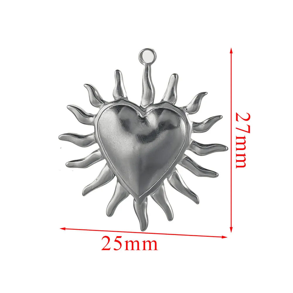 5 uds conectores de dijes de acero inoxidable corazón grande sol chapado en oro DIY collar pendientes joyería de materiales para hacer al por mayor: Verde militar
