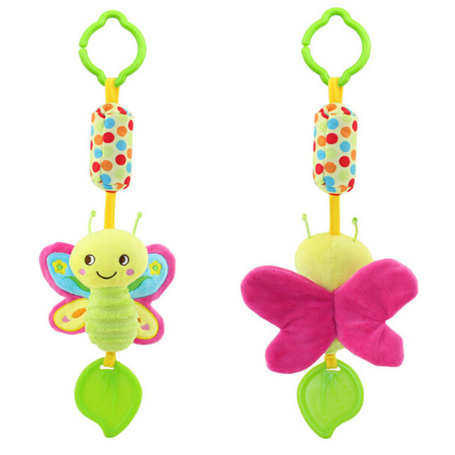 Baby Rasseln Spielzeug Kinder Weiche Vogel Küken Eule Plüsch Spielzeug Tier Clip Baby Krippe Bett Hängen Glocken Spielzeug Für Kinderwagen: butterfly
