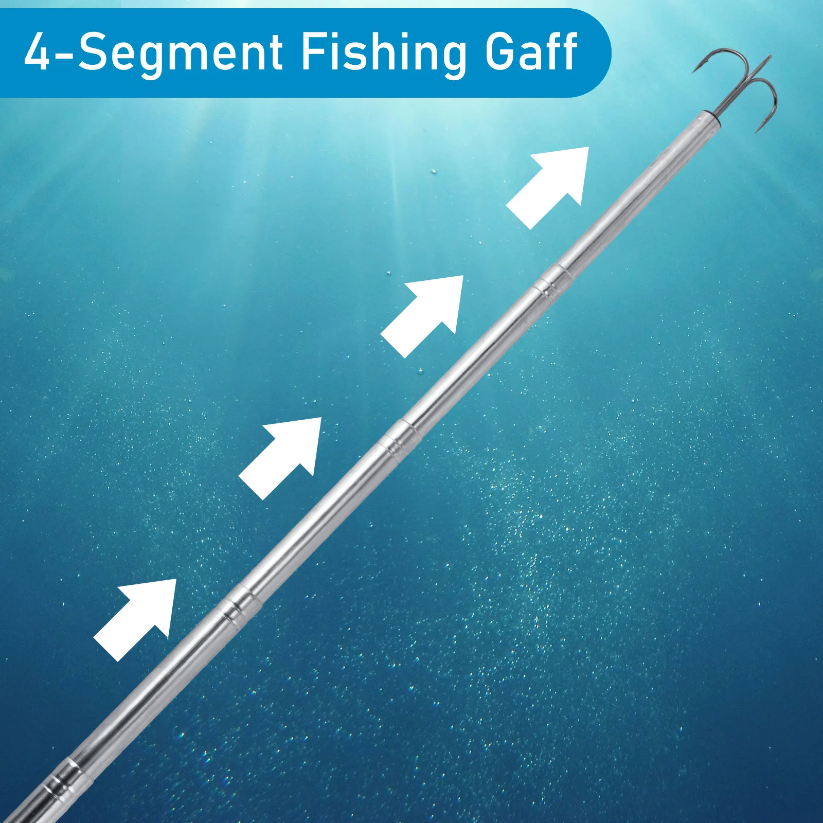 Telescopic Fishing Gaff Stainless Steel Triple Hook Sea Fishing Spear Telescoping Pole with Hook Boat Ice Fishing Squid Gaff