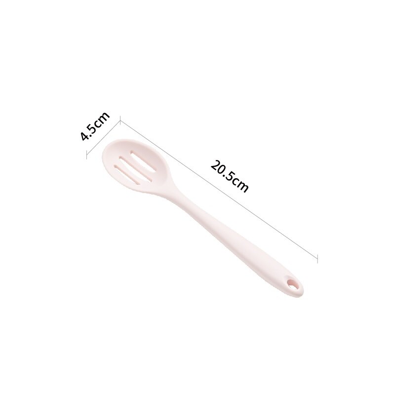 1Pcs Filter Spoon Heat Resistant Non-Stick Cooking Strainer Colander Long Handle Durable Silicone Heat Resistant Kitchen Tool: Pink