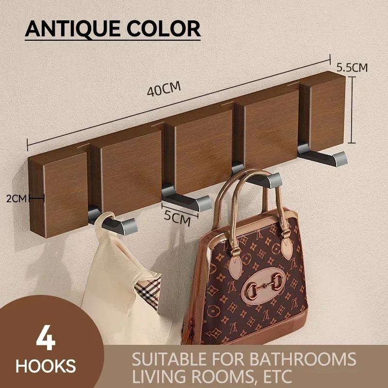 Opvouwbare Bamboe Onzichtbare Badkamerhaak Houten Ophanghaken Jas Handdoekhangers Huishoudelijke Boomstammen Witte Antieke Kleur Rijhouder: Blauw