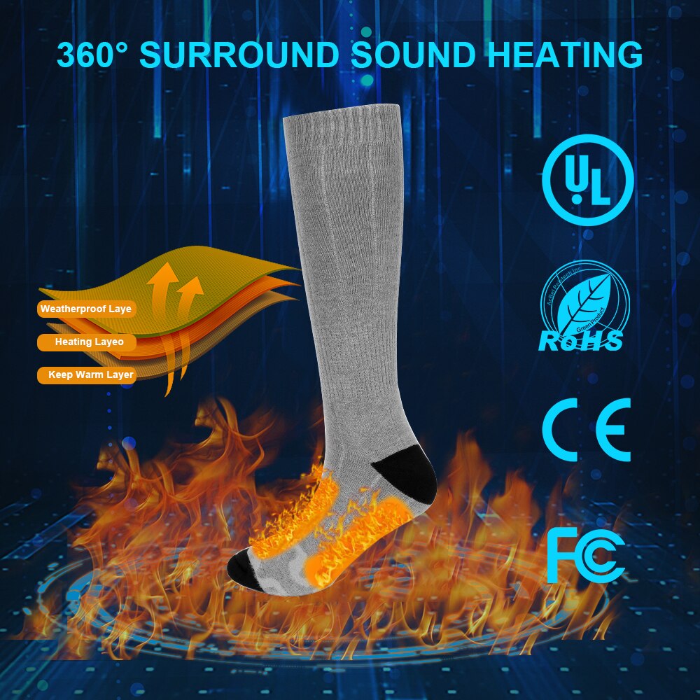 Chaussettes chauffantes thermiques pour hommes et femmes, 1 paire, trois Modes, pour l'hiver, épaisses, Super douces, garde les pieds au