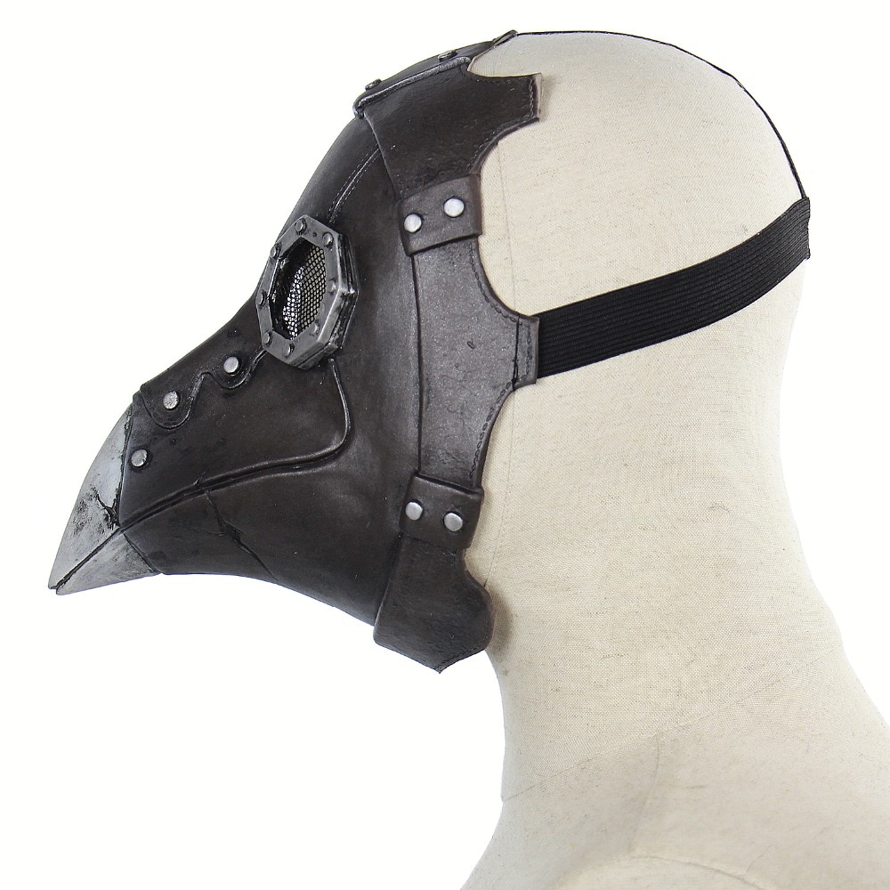 Punk Clown Mask Full Face Head masks Birds Long Faux Steampunk Halloween Gothic Retro Bird Head Mask Scary Funny Latex Masks