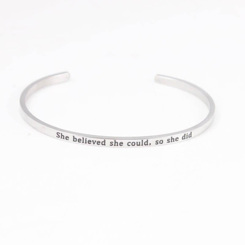 3.2mm Stainless Steel Bangle Engraved you are my sunshine Inspirational Quote Cuff Mantra Bracelet for Women: 8