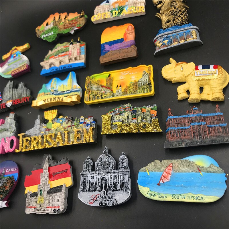 Munich monaco san marino jerusalem sydafrika heidelberg tjekkiske republik korea lissabon prag spanien og thailand køleskabsmagneter