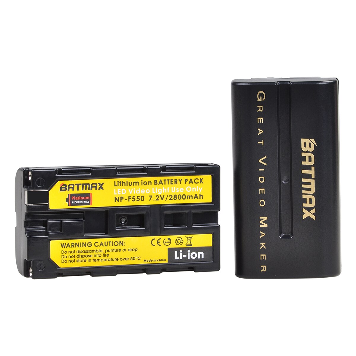 Batmax NP-F550 NP-F570 F550 Batterij + Led Usb Dual Charger Voor Yongnuo Godox Led Video Licht YN300 Ii YN300 Iii YN600 Air T119S: 2 battery