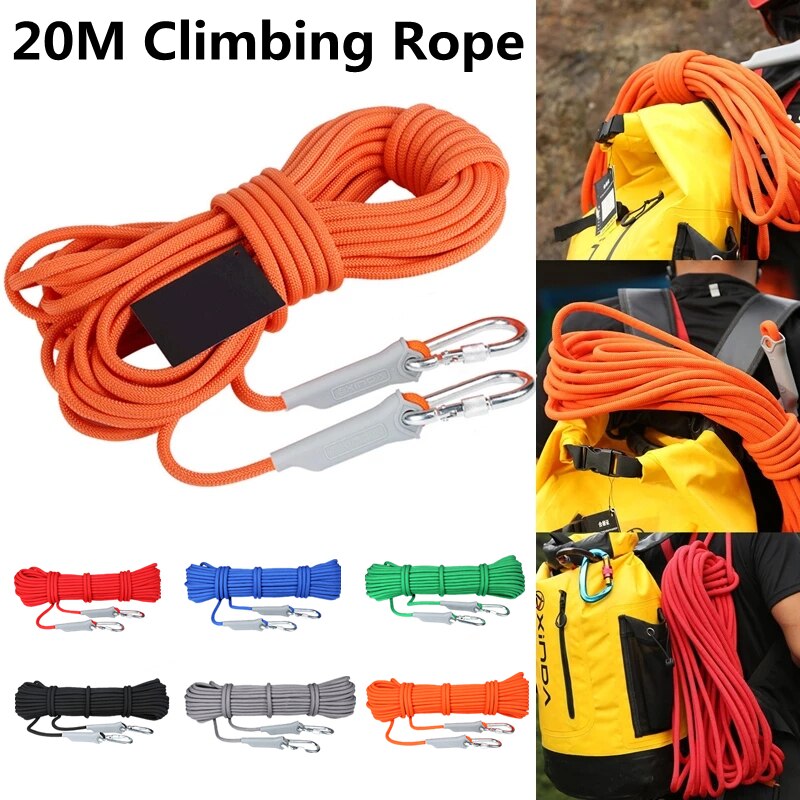 20m Outdoor Klettern Seil 12mm Hohe Festigkeit Klettern Sicherheit Seil Camping Wandern Notfall Überleben Kit