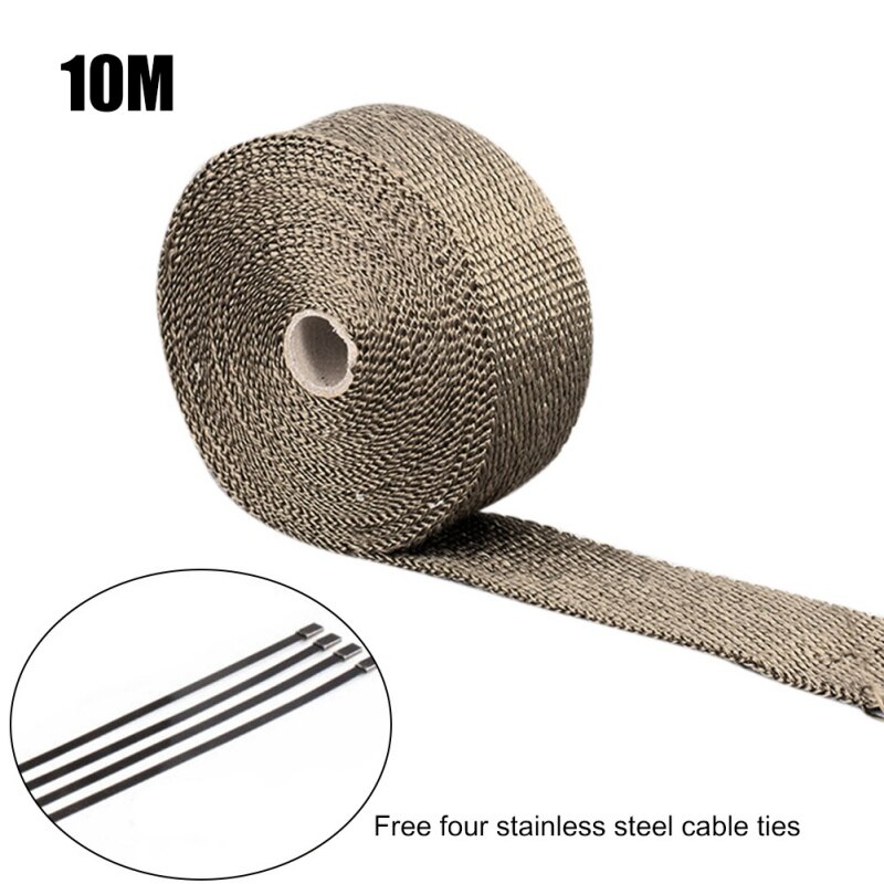 5M/10M Motorcycle Exhaust Thermal Tape Header Heat Wrap Manifold Insulation Roll Resistant with Stainless Ties Car Accessories