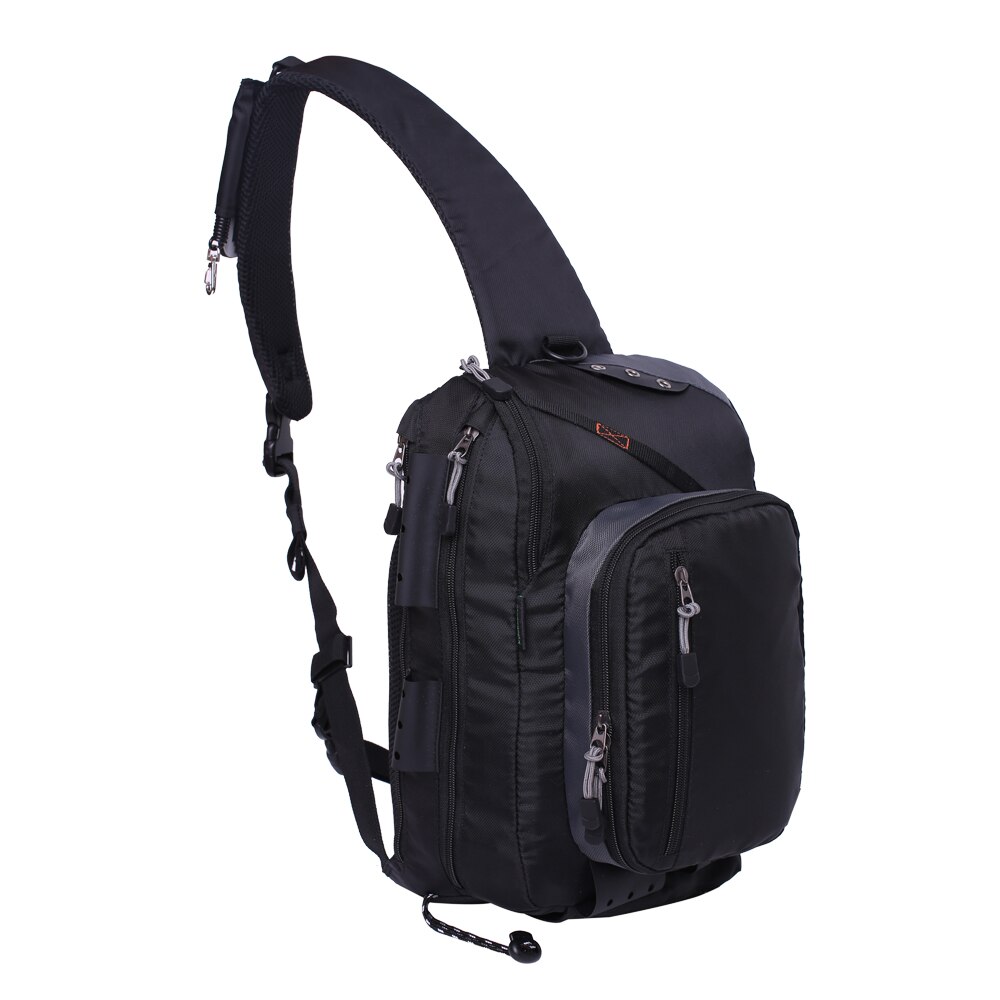 Kylebooker Schwarz Fliege Angeln Schlinge Rucksack Angelgerät Lagerung Brust Pack Schulter Tasche für Frische oder Salzwasser Angeln