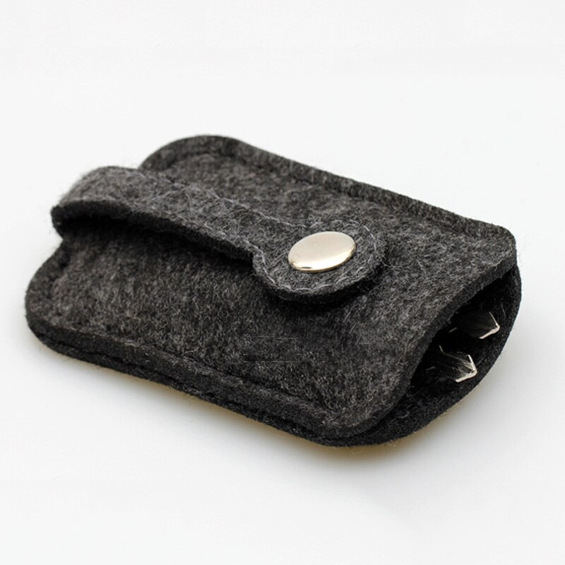 Luksus mærke bil nøglering pung mænd kvinder uldfilt nøglering holder lomme nøgler arrangør pose taske: Mørkegrå