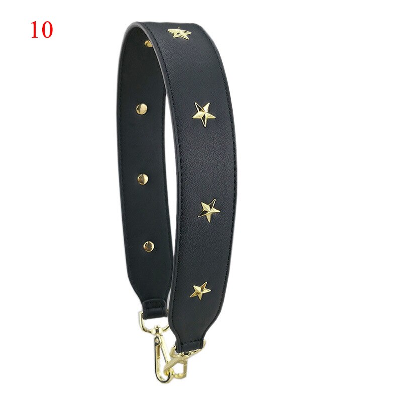 4cm bred axelrem i läderblomma lång nit pentgram crossbody-rem handväska bälte färgglad väska tillbehör: 10