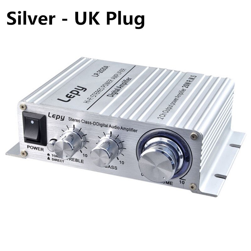 LP-2020A Digitale Hoogwaardige Kleine Eindversterker ONS Standaard Voeding 3A ONS UK/eu-stekker Zwart, zilver