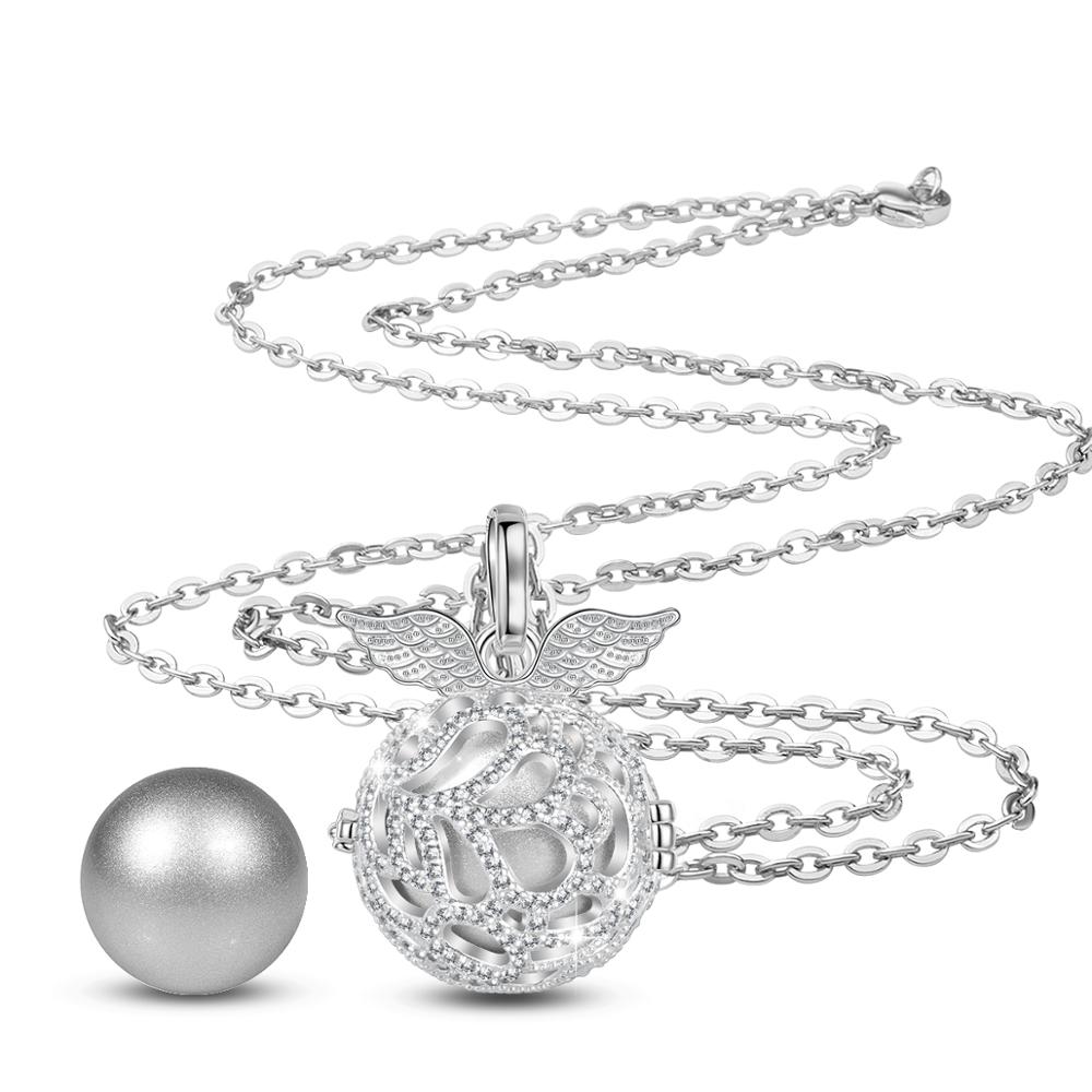 Angel caller 18mm Wing Harmony Bola Ball Crystal Ball CZ Cage Pendant long Necklace DIY Chime Ball For Pregnant woman baby K380: A07