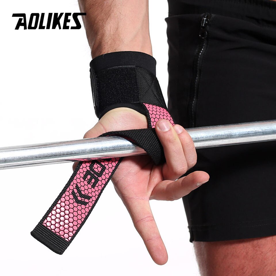 Aolikes 2 stk vægtløftning håndpude håndled wraps stropper handsker mænd gym støtte løftegreb bælte træning fitness vægt bodybuil