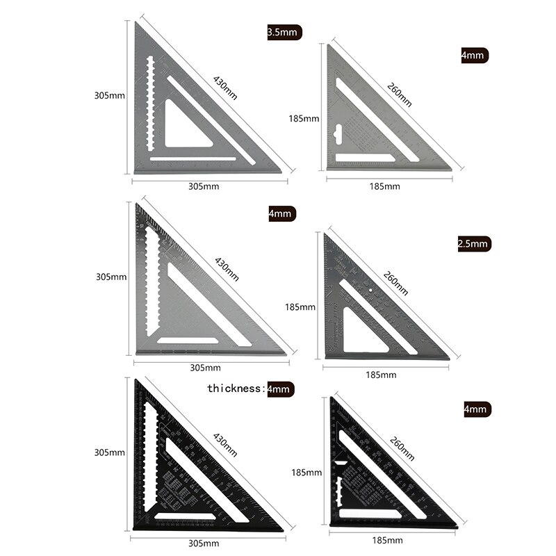 KINDLOV 7/12 Inch Triangle Angle Ruler Triangular Gauge Protractor Trammel For Woodworking Carpenter Measurement Hand Tools