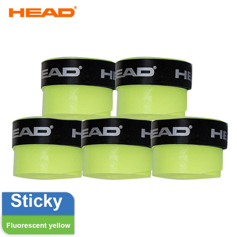 5 sztuk oryginalna głowica tenisowa uchwyt Griptape tenis Overgrip PU szef rakieta tenisowa opaska przeciw poceniu się absorpcja Grip paletka do badmintona Grip: sticky yellow2