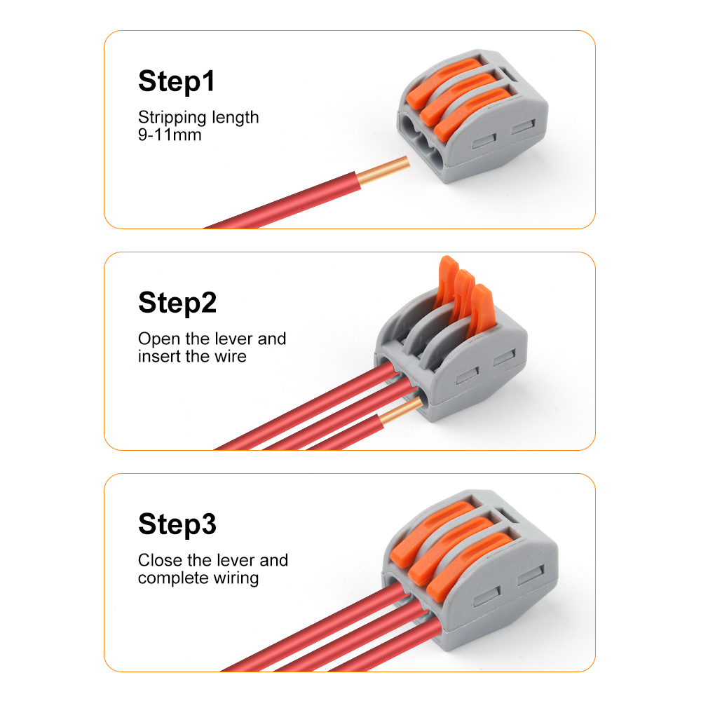 Connecteurs rapides de fil de levier, 2 trous, 3 trous, 4 trous, 5/8 trous, épissure électrique, borniers compacts, câblage, ensemble pour AWG28-12, 10 pièces