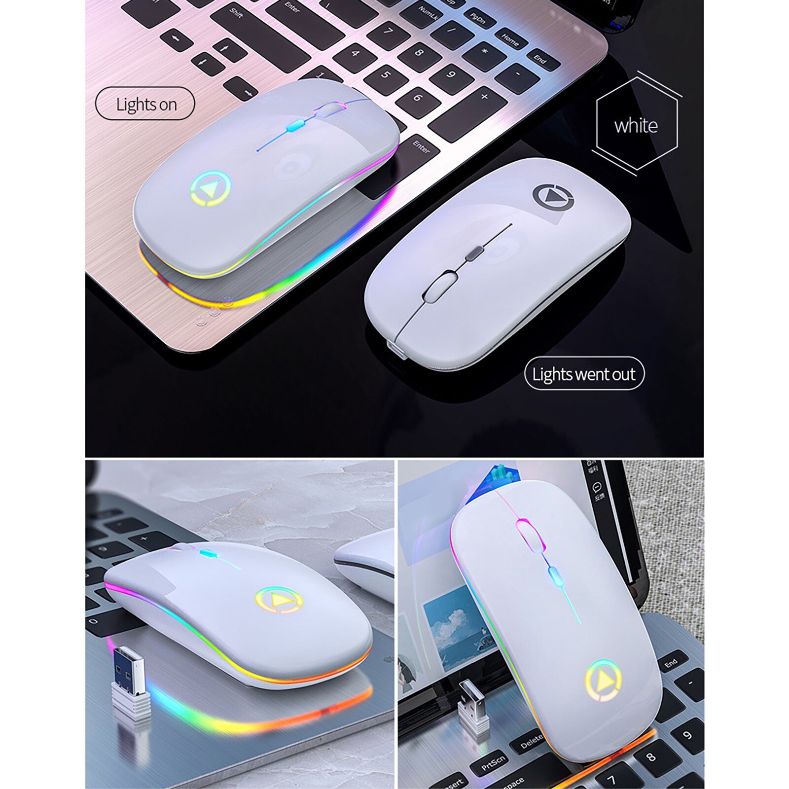 Wireless USB Computer Mouse Optical Magic Mouse Ergonomic 3D Slim Mause 1600 DPI Ultra Thin Small Office Mice For Apple Mac#RU5