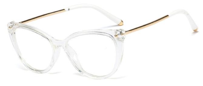 Kvinder kat briller stel kvinder rød metal ben kvinde briller retro mærke brille stel  uv400: C3 klart klart