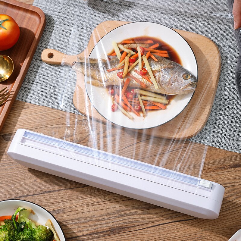 Ventosa clingfilm cortador, divisor doméstico, armazenamento ajustável, caixa de corte, ferramentas de cozinha criativa
