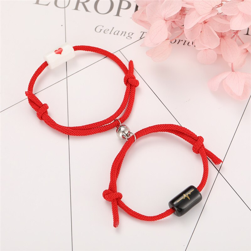2 Teile/satz Paar Armbinde Magnet Ball Passenden Armbänder Liebhaber Mond Sterne Magnetische Armbinde Freundschaft Armbänder Valentinstag: TD5391501