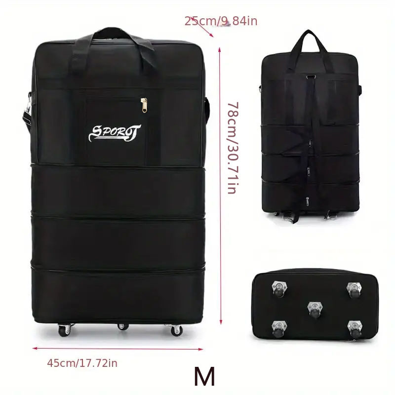 Paquete de viaje con ruedas para mujeres y hombres, equipaje con ruedas plegable expandible, Maleta negra versátil para viaje de fin de semana, bolsa de noche: verde