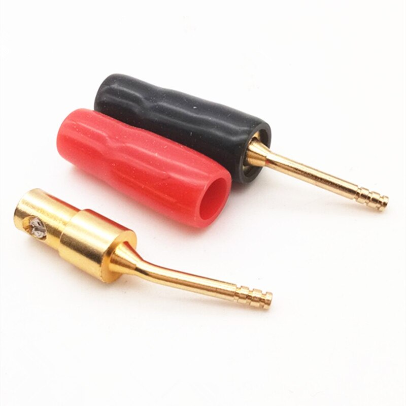 4pcs/lot 2MM Banana Plug 24K Gold Plated Copper speaker Cable Pin Angel Wire Screws Lock Connector + PVC rubber For Musical HiFi