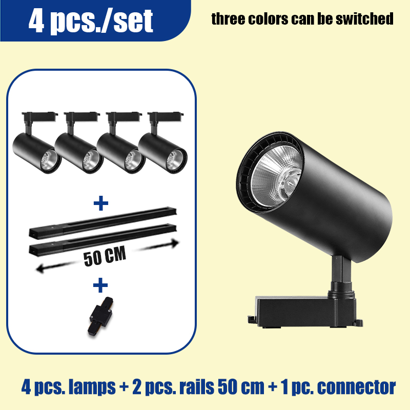 Led-railverlichtingsset, 110v rails, 3 kleuren, veranderbare plafond- en wandlampen, railspots, led-spots voor kledingwinkels