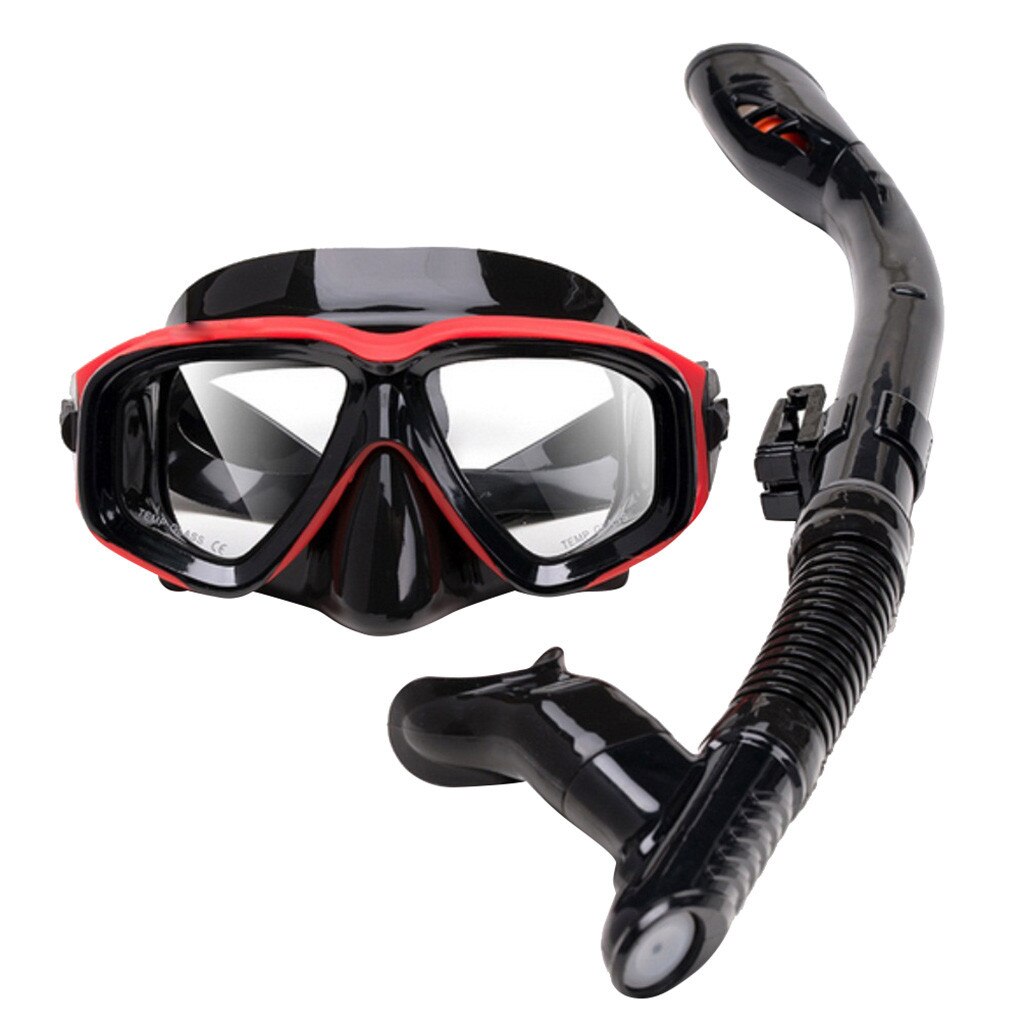 Unisex Diving Masks Snorkel Set Snorkeling Diving Equipment Silicone Diving Snorkeling Glasses Set Подводная Охота: Red