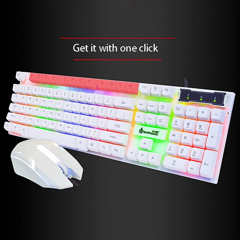 Shipadoo D280 Wired Keyboard and Mouse Set, USB Luminous Manipulator Game Keyboard and Mouse Set