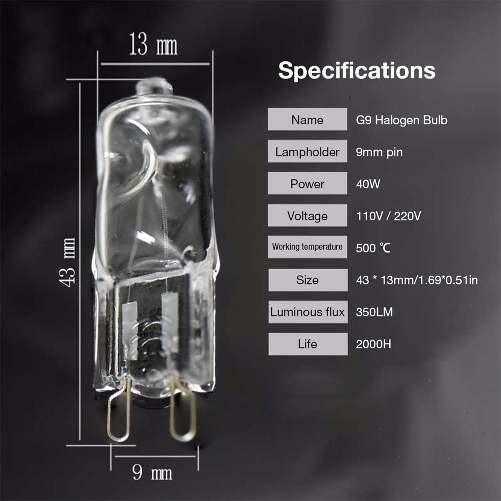 1/2 st  g9 ugnslampa hög temperaturbeständig hållbar halogen ugnslampa 500 ℃ ånglåda ankare lampa ugnsbelysning 40w
