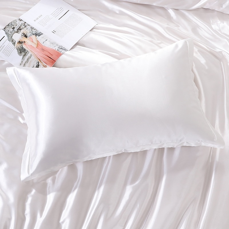 soft white pillow case 48x74cm satin pillowcase for hair Silk Pillow cover Home decoration